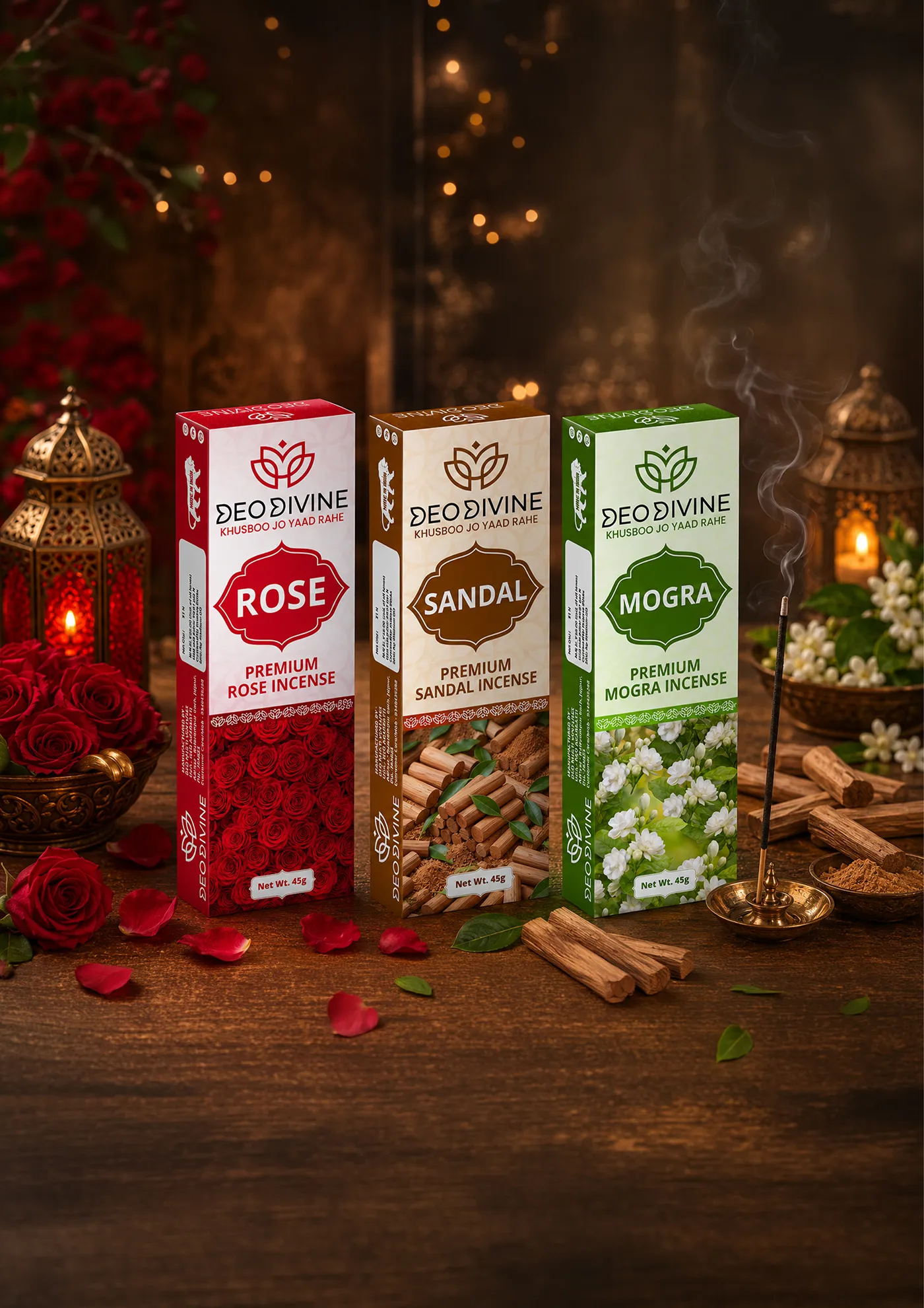 Deo Divine 3-in-1 premium incense sticks box and variant packs