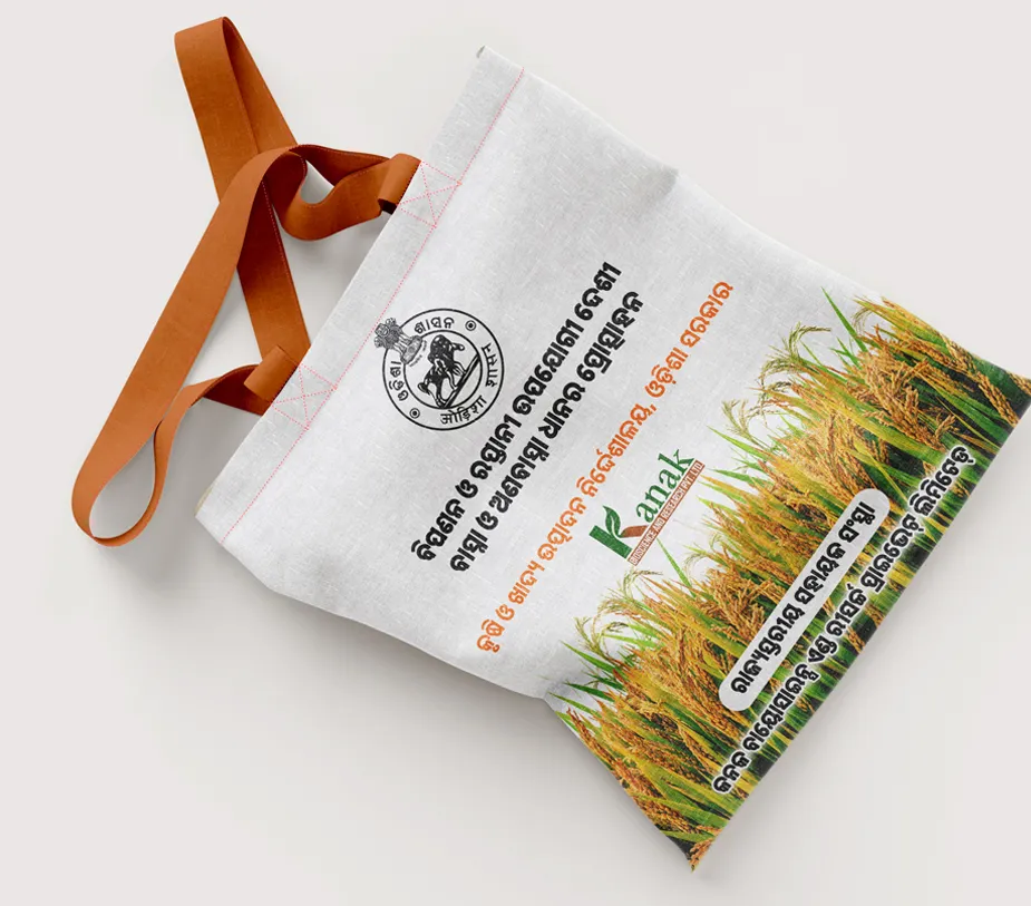 Kanak printed bag with paddy field illustration