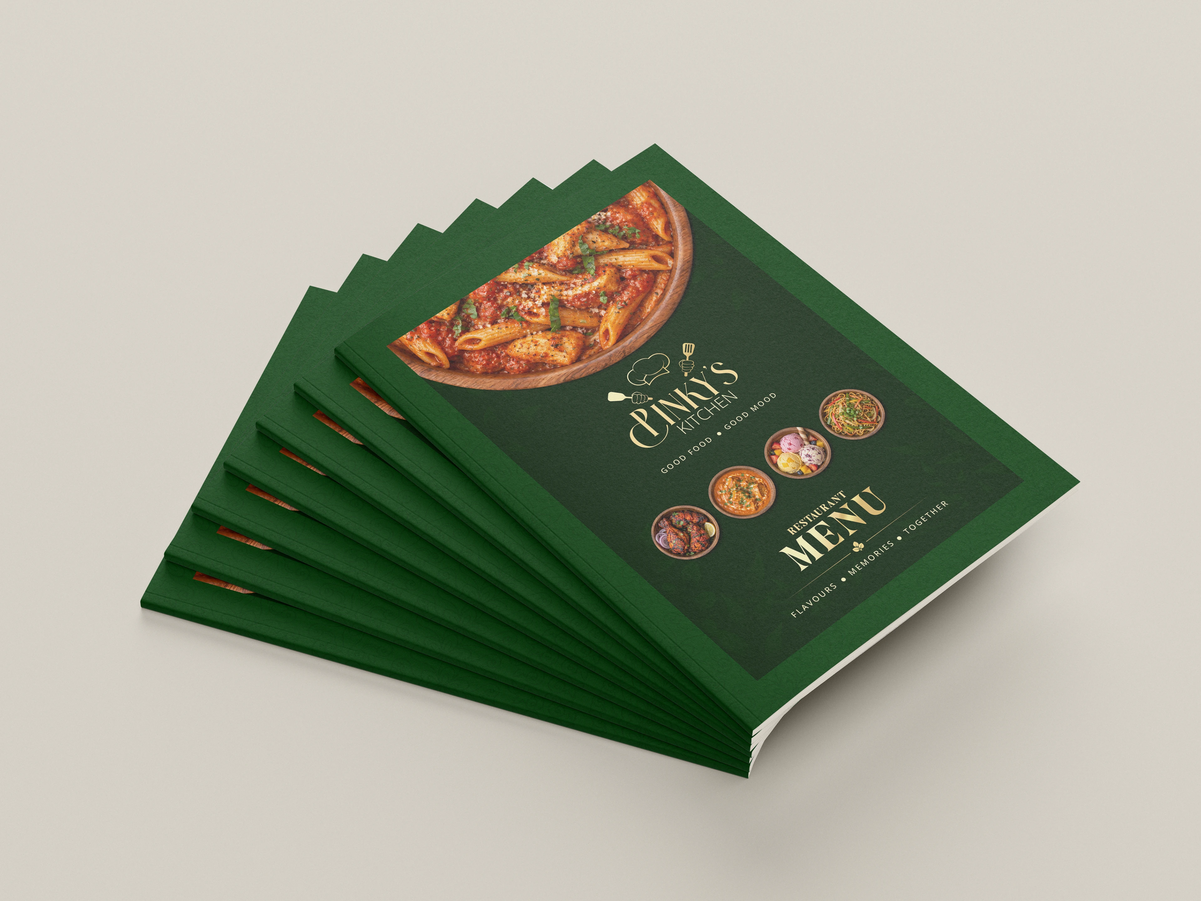 Pinky's Kitchen menu presentation spread