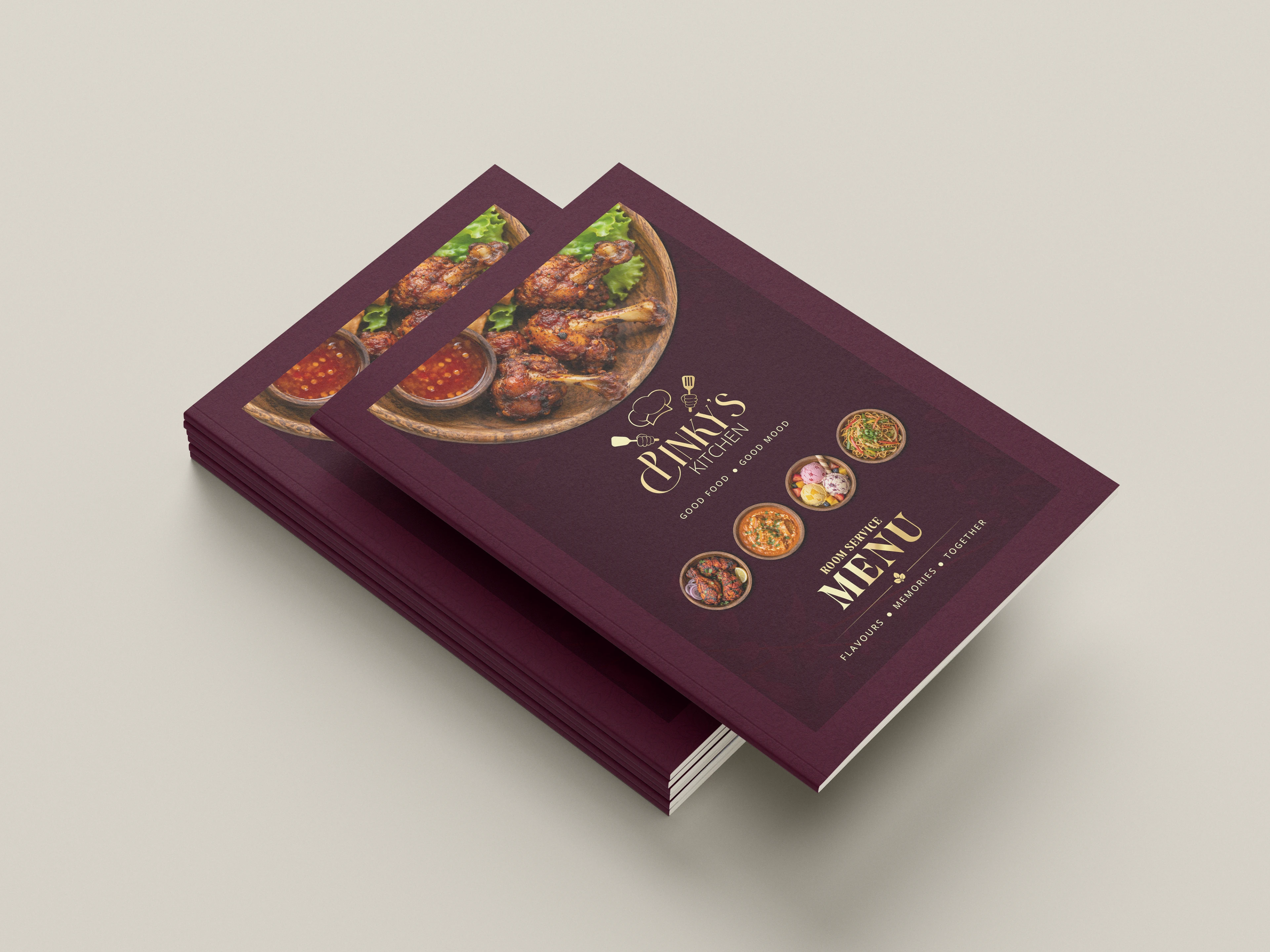 Pinky's Kitchen menu book interior