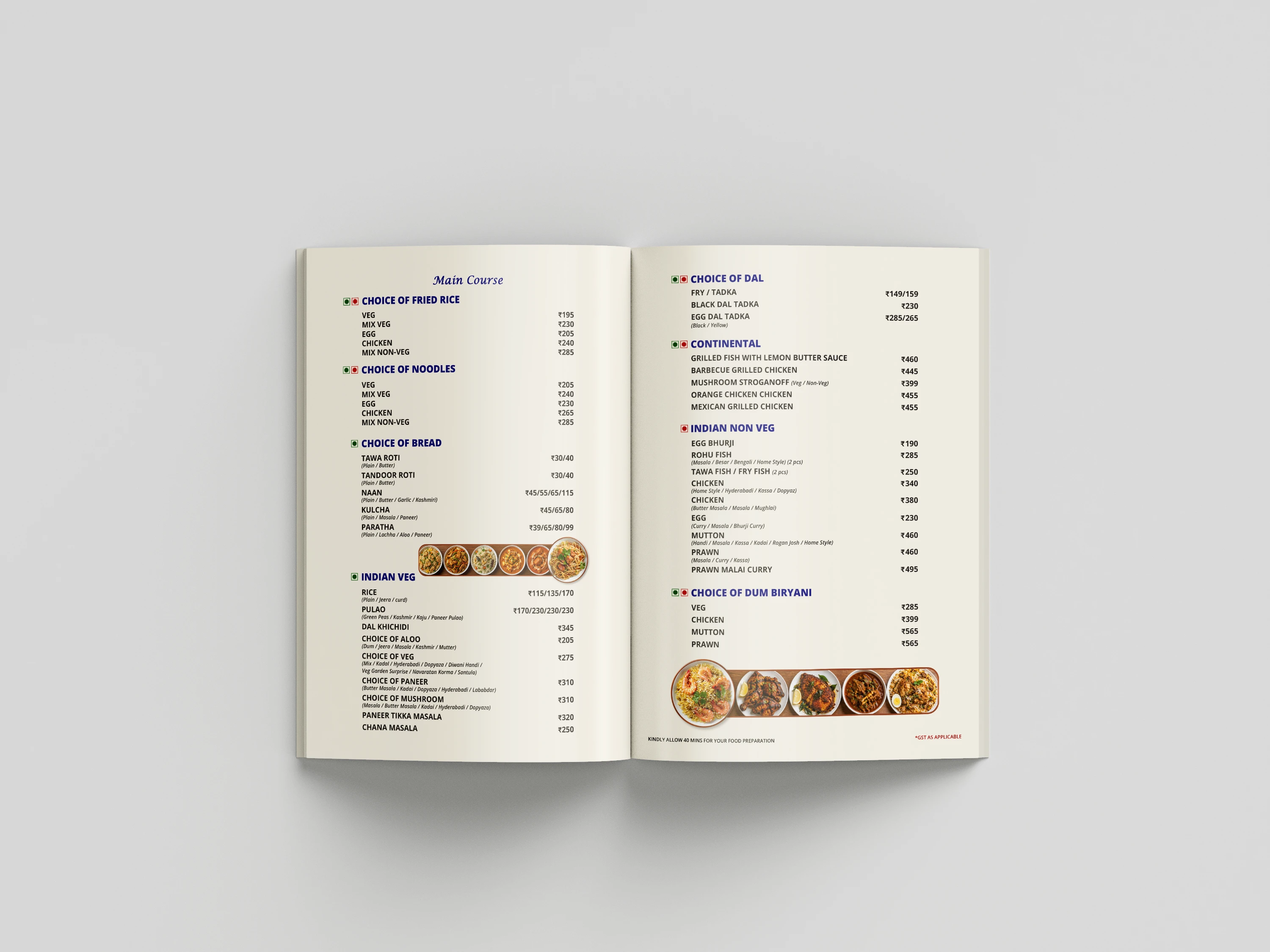 Pinky's Kitchen menu design detail