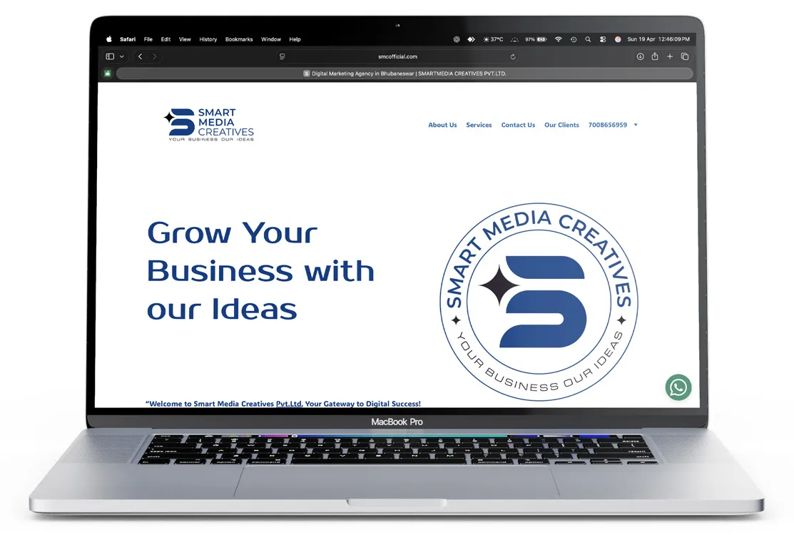 Website design shown on a laptop